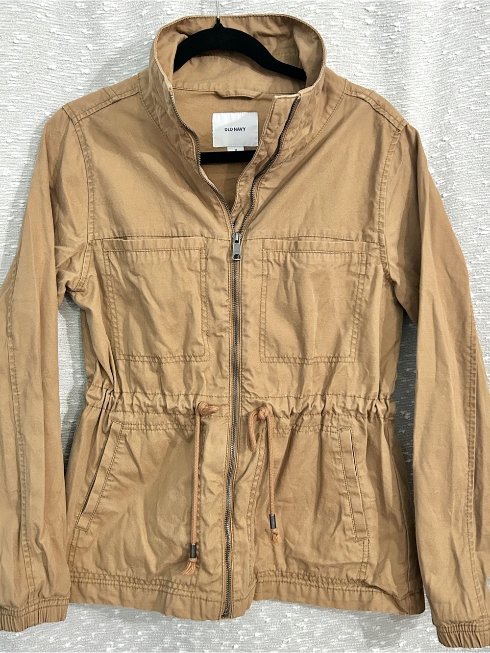 Old Navy Women's Light Tan Utility Jacket with Drawstring Waist